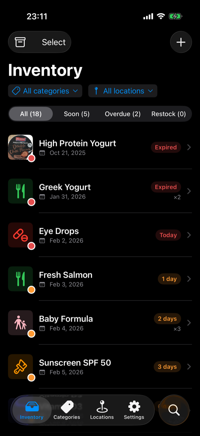 Dark mode inventory